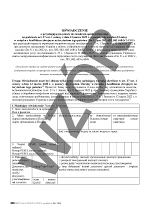 Oświadczenie o przysługującym świadczeniobiorcy prawie do świadczeń opieki zdrow. ob. Ukrainy