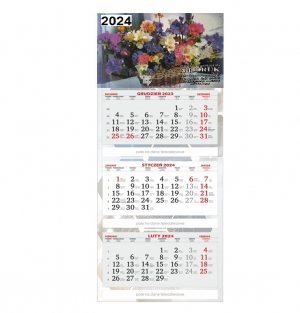 Kalendarz III-dzielny EKONOMICZNY z reklamą 2024r 50szt